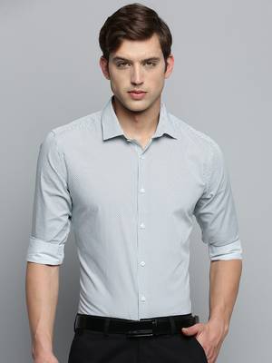 Showoff men's long sleeves geometric white shirt 2