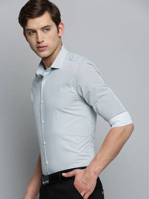Showoff men's long sleeves geometric white shirt 3