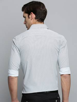 Showoff men's long sleeves geometric white shirt 4