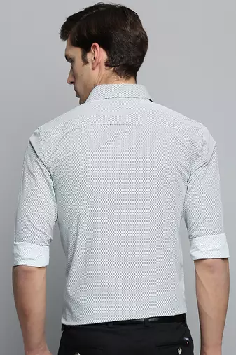 Showoff men's long sleeves geometric white shirt