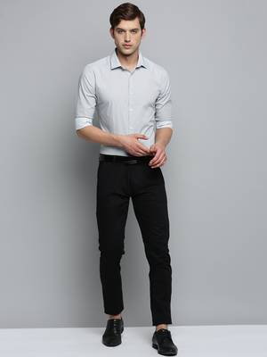Showoff men's long sleeves geometric white shirt 5