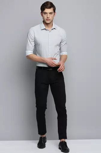 Showoff men's long sleeves geometric white shirt