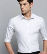 Showoff men's long sleeves vertical stripes white shirt