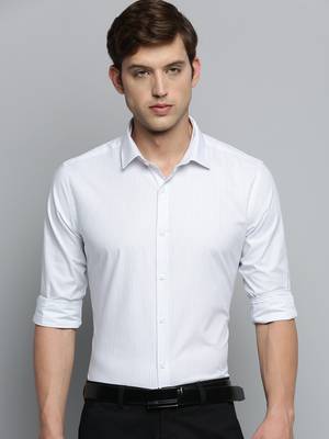 Showoff men's long sleeves vertical stripes white shirt 2