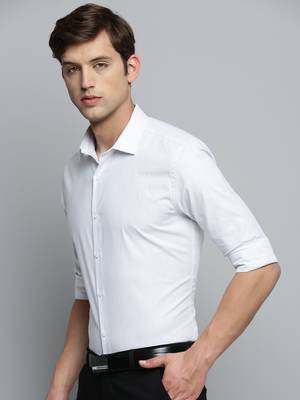 Showoff men's long sleeves vertical stripes white shirt 3