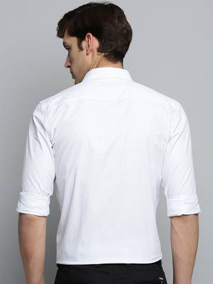 Showoff men's long sleeves vertical stripes white shirt 4
