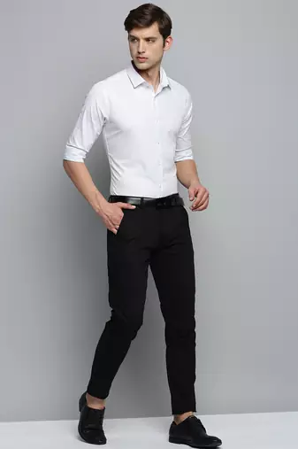 Showoff men's long sleeves vertical stripes white shirt