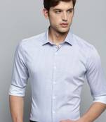 Showoff men's long sleeves vertical stripes white shirt