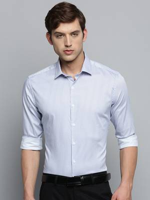 Showoff men's long sleeves vertical stripes white shirt 2