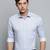 Showoff men's long sleeves vertical stripes white shirt