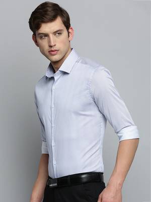 Showoff men's long sleeves vertical stripes white shirt 3