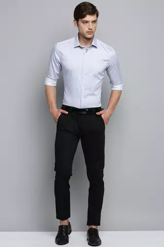 Showoff men's long sleeves vertical stripes white shirt