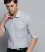 Showoff men's long sleeves vertical stripes white shirt
