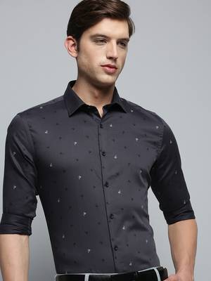 men's long sleeves conversational grey shirt 1