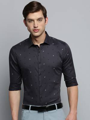men's long sleeves conversational grey shirt 2