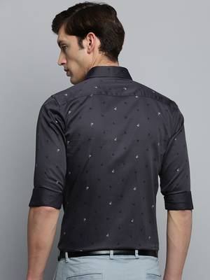 men's long sleeves conversational grey shirt 4