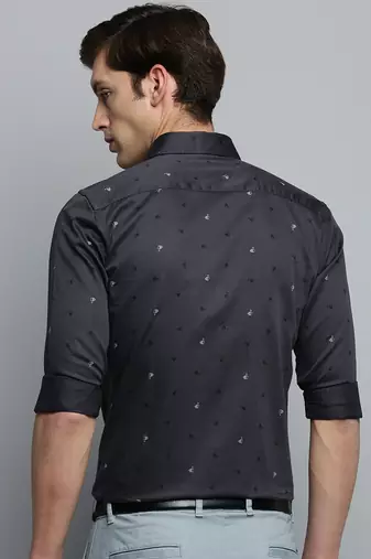 men's long sleeves conversational grey shirt