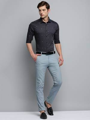men's long sleeves conversational grey shirt 5