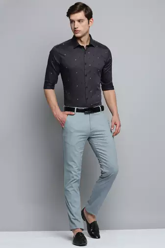 men's long sleeves conversational grey shirt