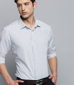 Showoff men's long sleeves pinstripes white shirt