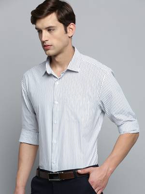 Showoff men's long sleeves pinstripes white shirt 3