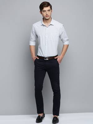 Showoff men's long sleeves pinstripes white shirt 5