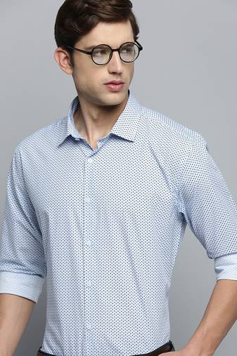Showoff men's long sleeves geometric blue shirt