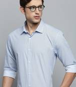 Showoff men's long sleeves geometric blue shirt