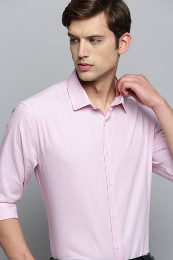 men's long sleeves tartan checks pink shirt
