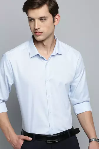 Showoff men's long sleeves pinstripes blue shirt