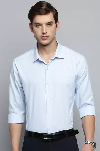 Showoff men's long sleeves pinstripes blue shirt