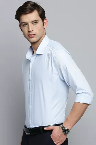 Showoff men's long sleeves pinstripes blue shirt