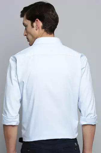 Showoff men's long sleeves pinstripes blue shirt