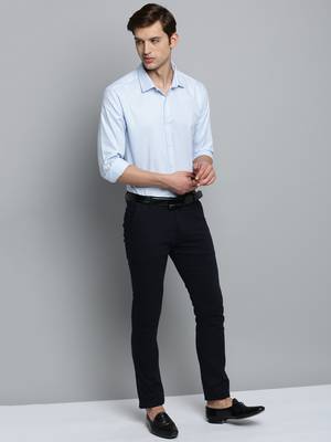 Showoff men's long sleeves pinstripes blue shirt 5