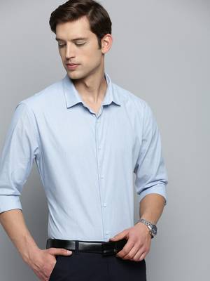 men's long sleeves pinstripes blue shirt 1
