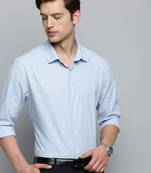 men's long sleeves pinstripes blue shirt