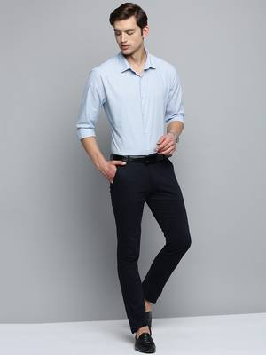 men's long sleeves pinstripes blue shirt 5