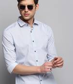 men's long sleeves micro ditsy white shirt