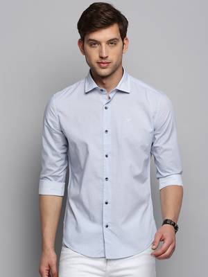 men's long sleeves micro ditsy white shirt 2