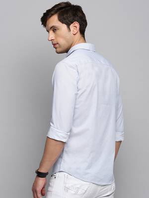 men's long sleeves micro ditsy white shirt 4
