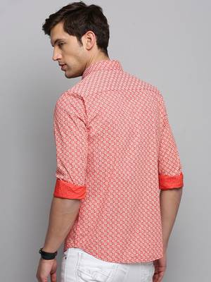 men's long sleeves geometric orange shirt 4