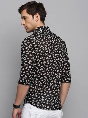 men's long sleeves floral black shirt 4
