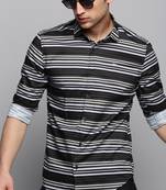 men's long sleeves horizontal stripes olive shirt
