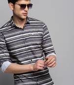 men's long sleeves horizontal stripes olive shirt