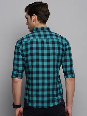 men's long sleeves other checks navy blue shirt 4