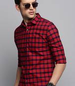 men's long sleeves other checks red shirt