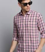 men's long sleeves tartan checks white shirt