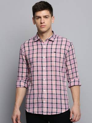 men's long sleeves tartan checks white shirt 2