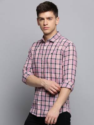 men's long sleeves tartan checks white shirt 3
