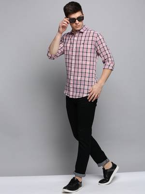 men's long sleeves tartan checks white shirt 5